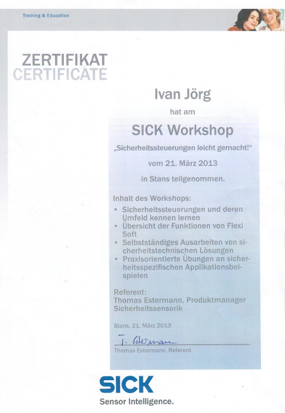 Zertifikat Sick